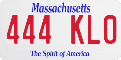 MA license plate 444KL0