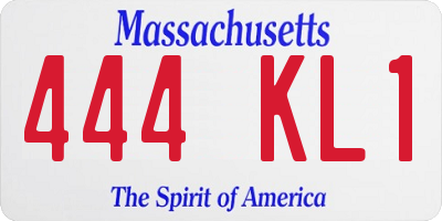 MA license plate 444KL1