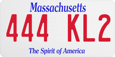 MA license plate 444KL2