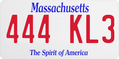 MA license plate 444KL3