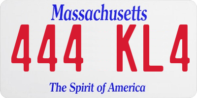 MA license plate 444KL4