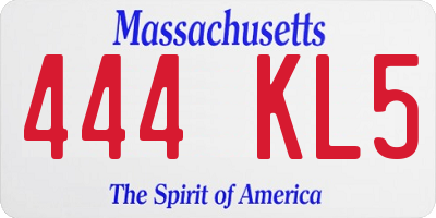 MA license plate 444KL5