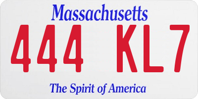 MA license plate 444KL7