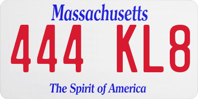 MA license plate 444KL8