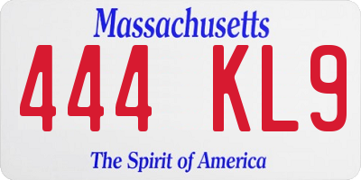 MA license plate 444KL9