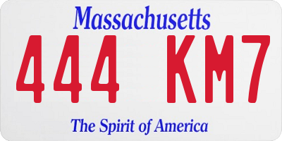 MA license plate 444KM7
