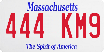 MA license plate 444KM9