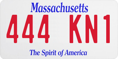 MA license plate 444KN1
