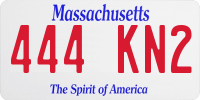MA license plate 444KN2