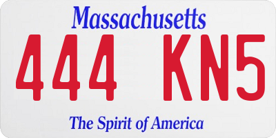 MA license plate 444KN5
