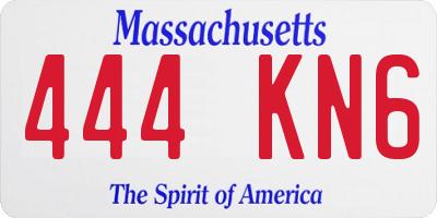 MA license plate 444KN6