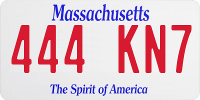 MA license plate 444KN7