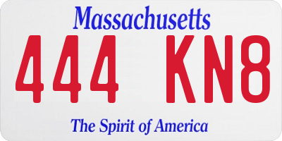 MA license plate 444KN8