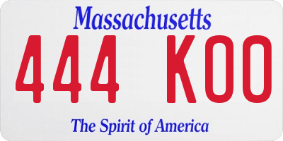 MA license plate 444KO0