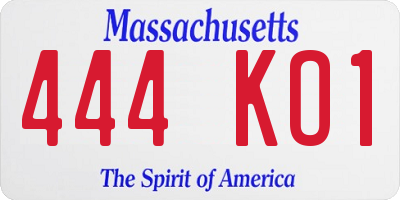MA license plate 444KO1