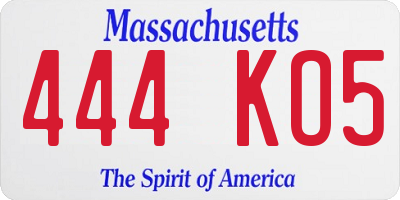 MA license plate 444KO5