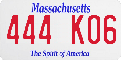 MA license plate 444KO6