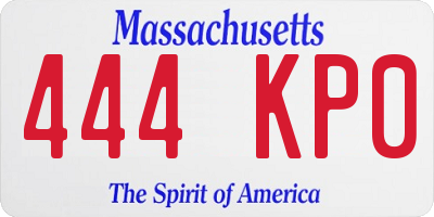 MA license plate 444KP0