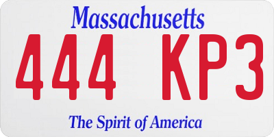 MA license plate 444KP3