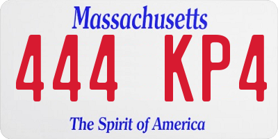 MA license plate 444KP4