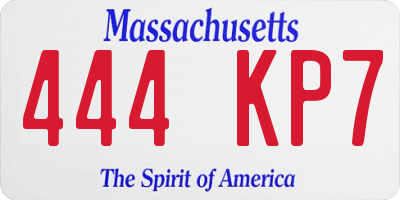 MA license plate 444KP7