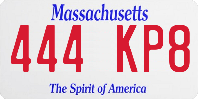MA license plate 444KP8
