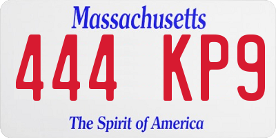 MA license plate 444KP9