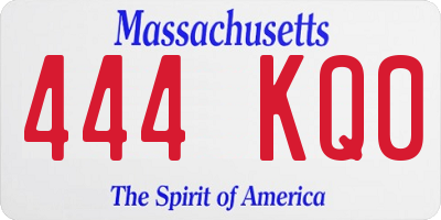 MA license plate 444KQ0