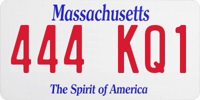MA license plate 444KQ1