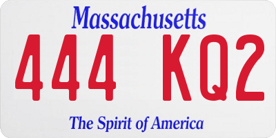 MA license plate 444KQ2