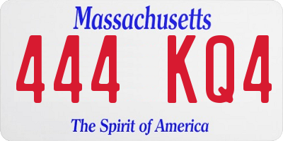 MA license plate 444KQ4