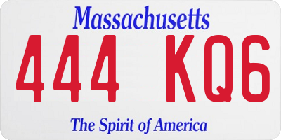 MA license plate 444KQ6