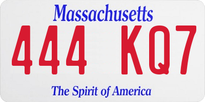 MA license plate 444KQ7