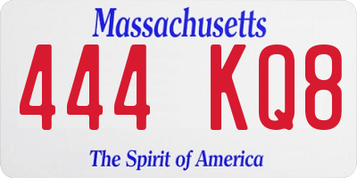 MA license plate 444KQ8