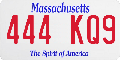MA license plate 444KQ9