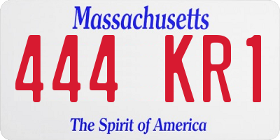 MA license plate 444KR1