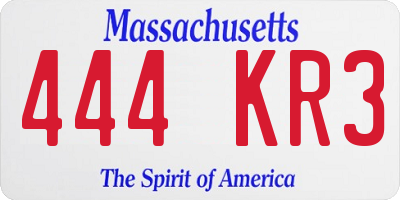 MA license plate 444KR3