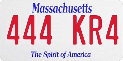 MA license plate 444KR4