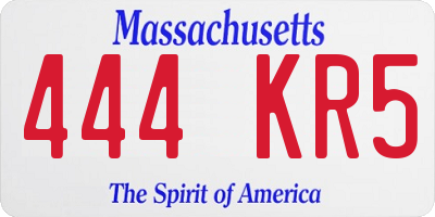 MA license plate 444KR5