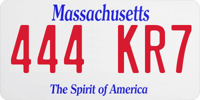 MA license plate 444KR7