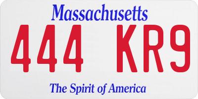 MA license plate 444KR9