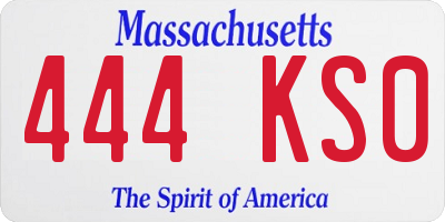 MA license plate 444KS0