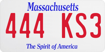 MA license plate 444KS3