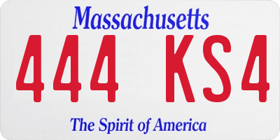 MA license plate 444KS4