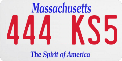 MA license plate 444KS5