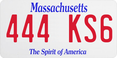 MA license plate 444KS6