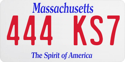 MA license plate 444KS7