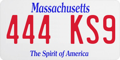 MA license plate 444KS9