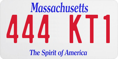 MA license plate 444KT1