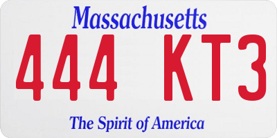 MA license plate 444KT3